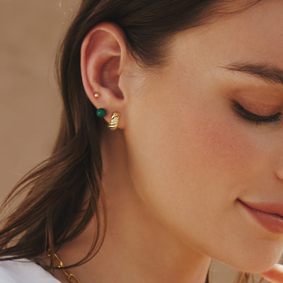 Gold Bold Texture Small Huggie Hoop Earrings