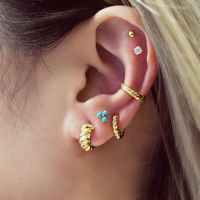 Gold Bold Texture Medium Huggie Hoop Earrings