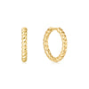 Gold Texture Medium Huggie Hoop Earrings