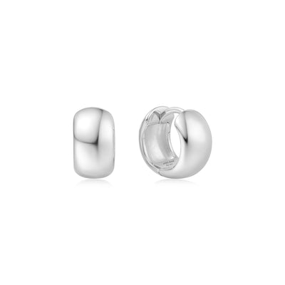 Silver Chubby Small Huggie Hoop Earrings