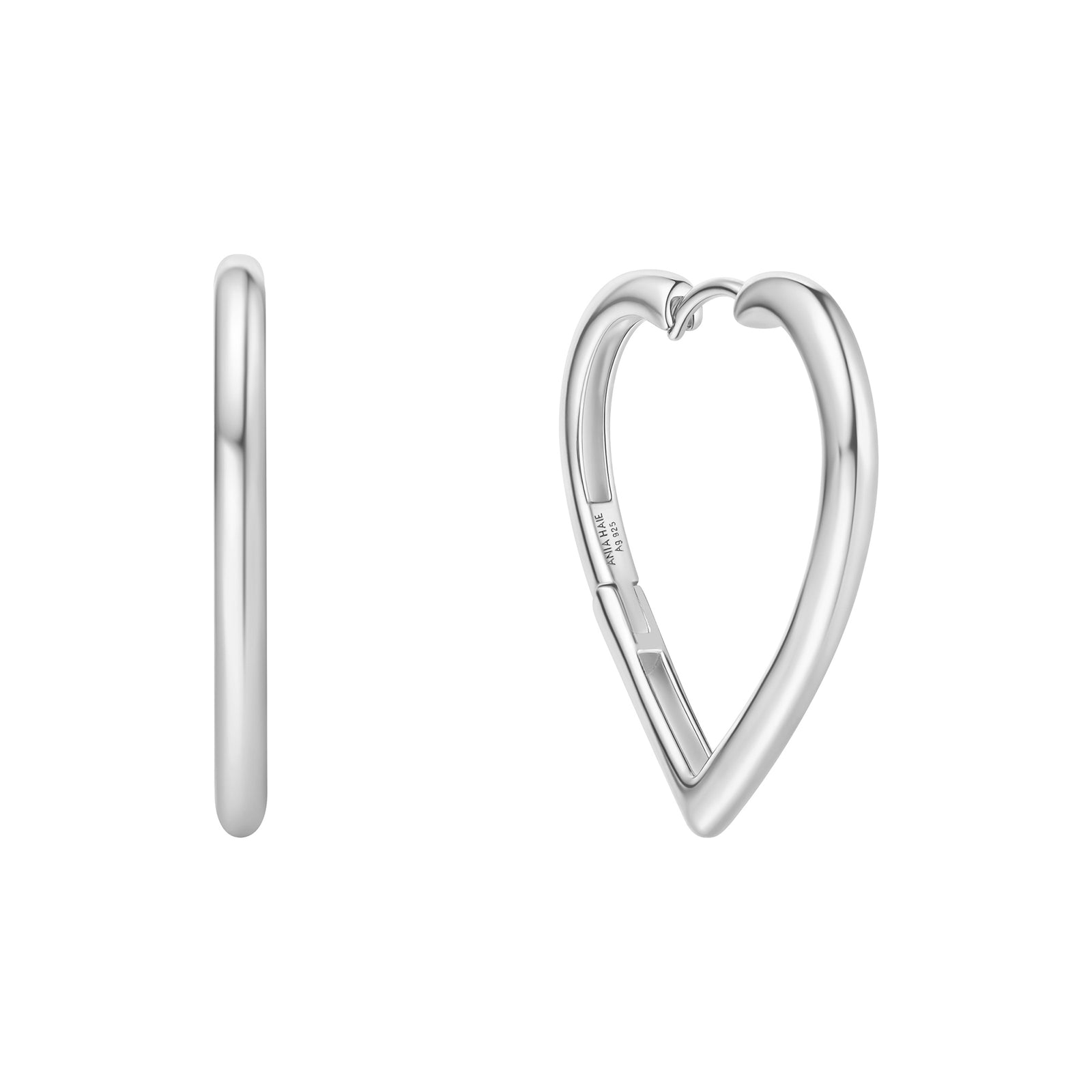 Silver Large Heart Hoop Earrings