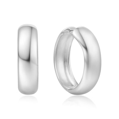 Silver Chubby Large Huggie Hoop Earrings
