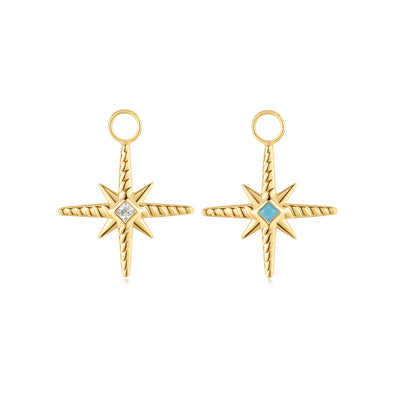 Gold Turquoise and Cubic Zirconia Star Earring Charm