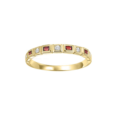 Baguette Gemstone and Diamond Stackable Ring