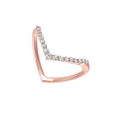 Diamond V-Shaped Stackable Wedding Ring (1/4ctw)- Available in Rose, Yellow and White Gold