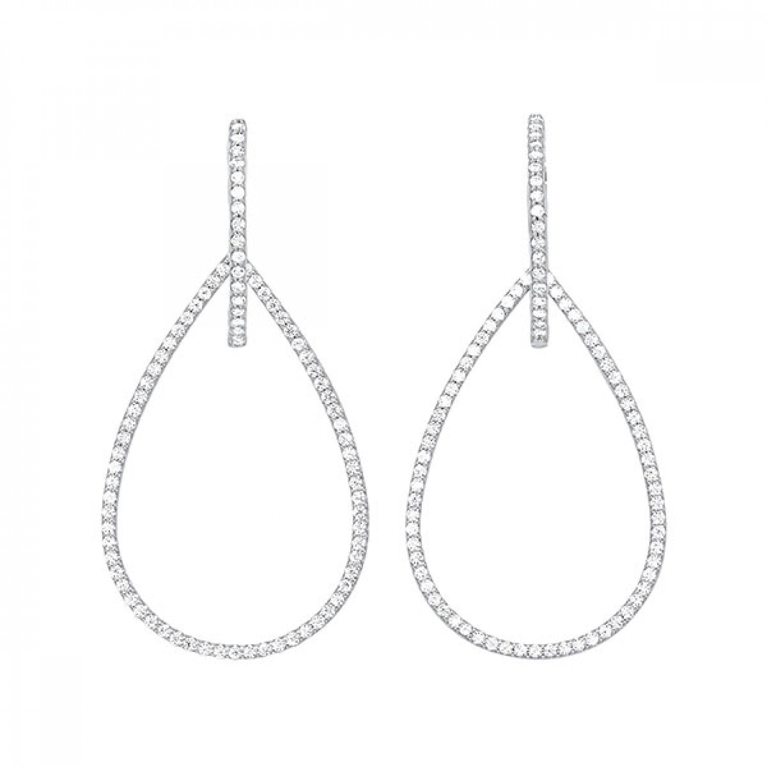 10KT White Gold Versatile Diamond Dangle Earrings.