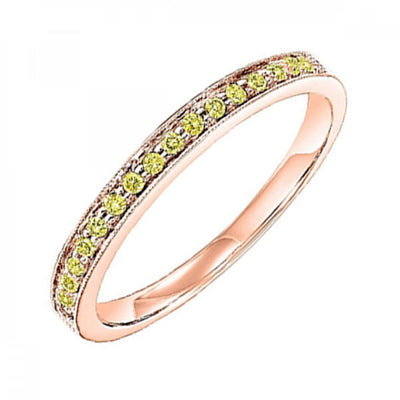 10KT Round Yellow Diamond (1/8CTW) Ring- Available in Rose, Yellow and White Gold