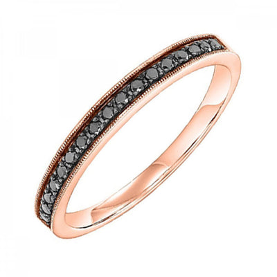 10KT Round Black Diamond (1/6CTW) Ring- Available in Rose, Yellow and White Gold