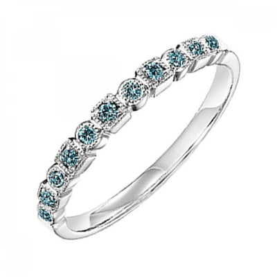10KT Blue Round Diamond (1/10CTW) Ring- Available in Rose, Yellow and White Gold