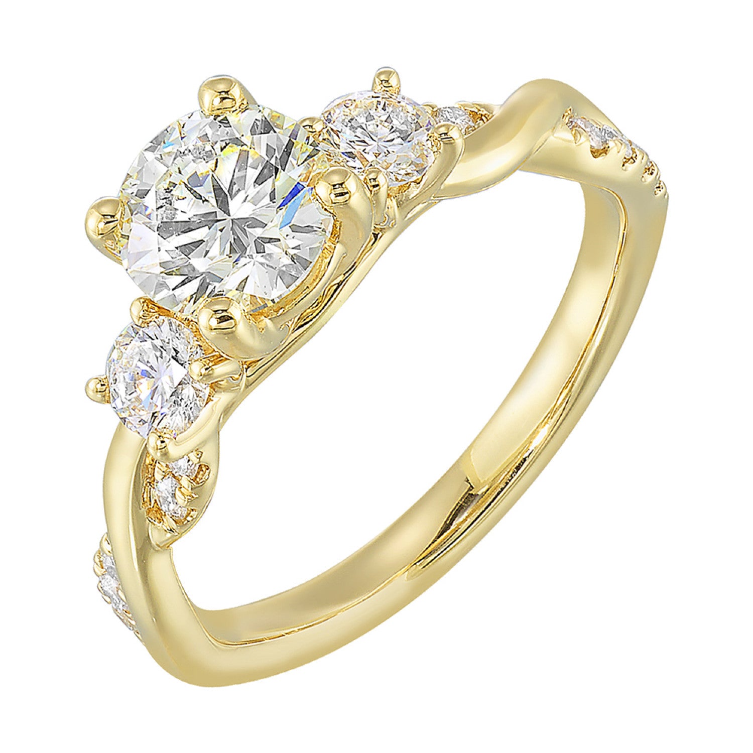 14kt Yellow Gold 3 Stone Ring