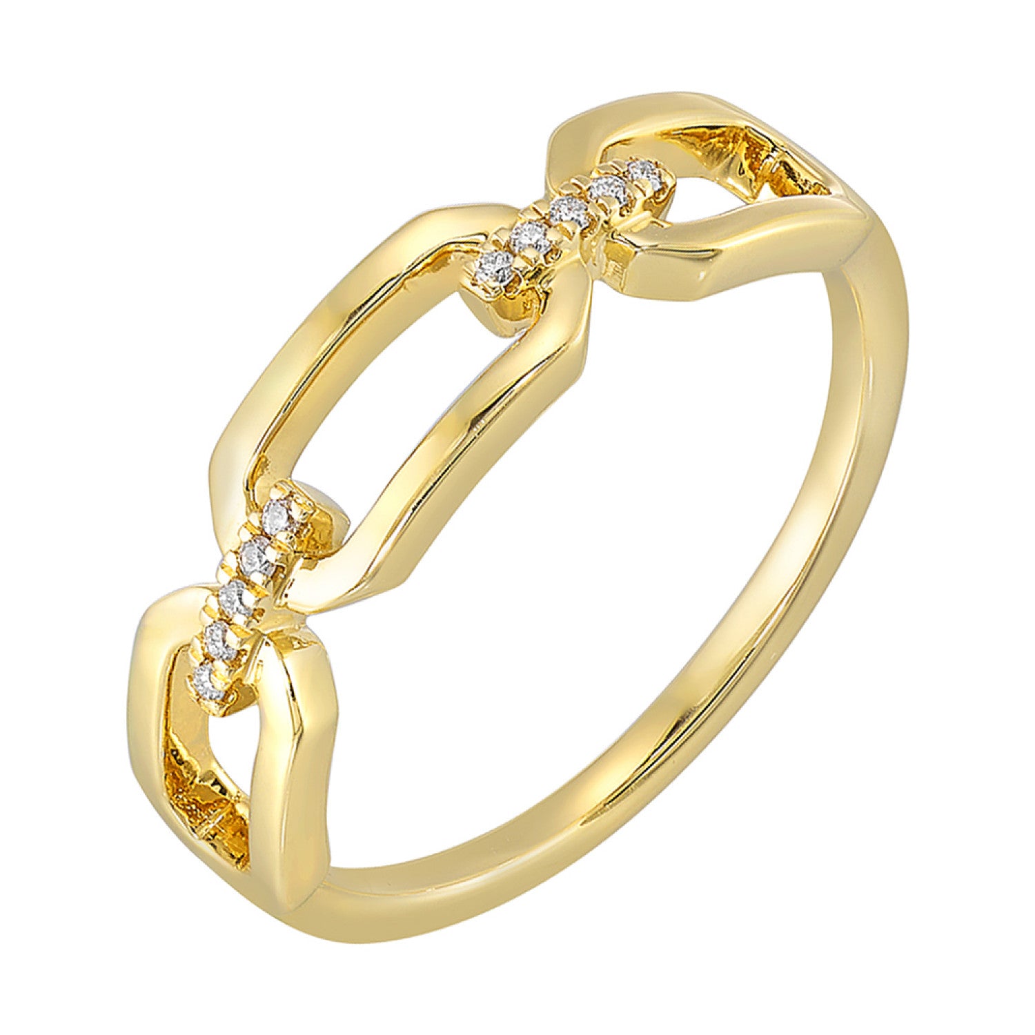 14Kt Yellow Gold Open Link Diamond Ring