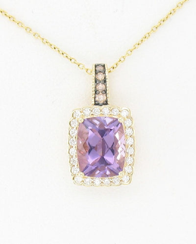 14KT Honey Gold Grape Amethyst Pendant Necklace