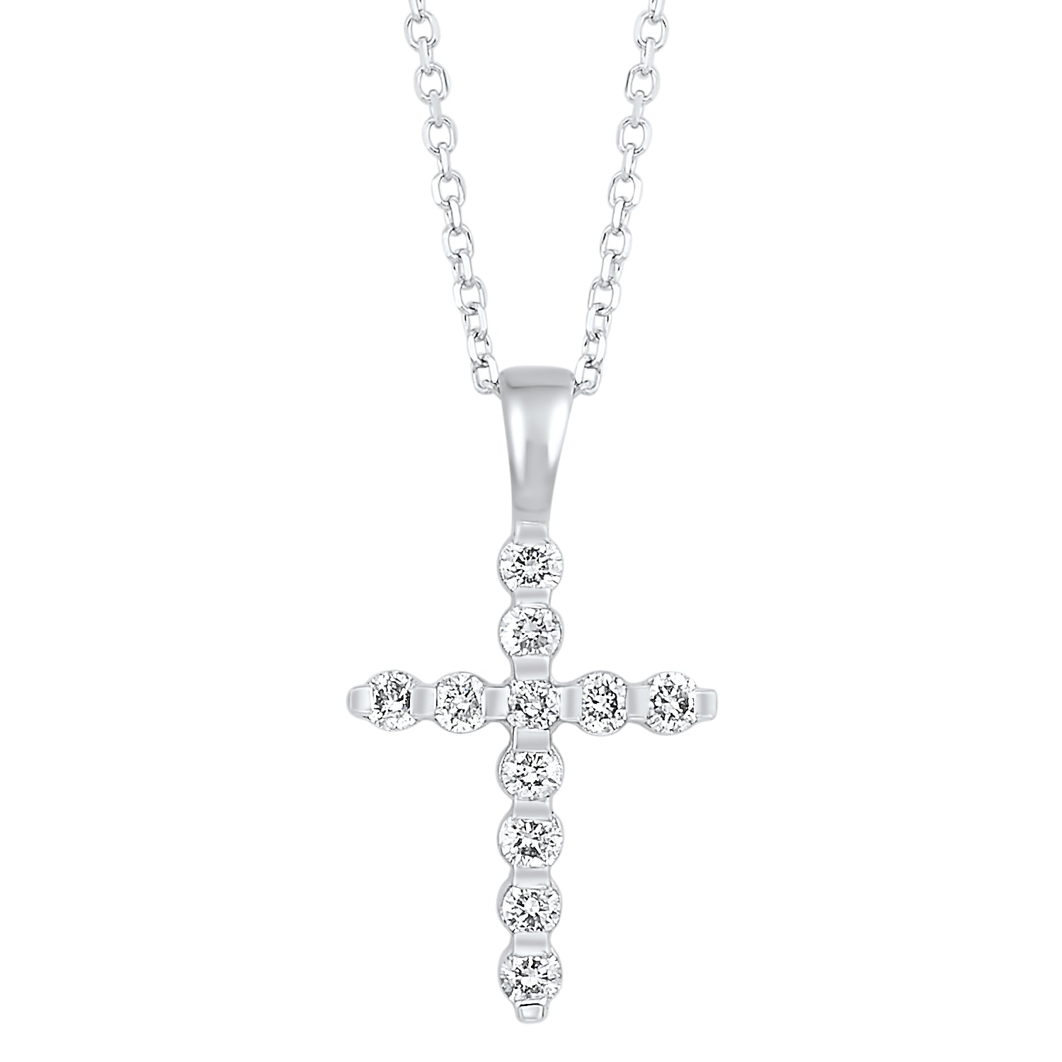 14Kt White Gold Diamond Cross