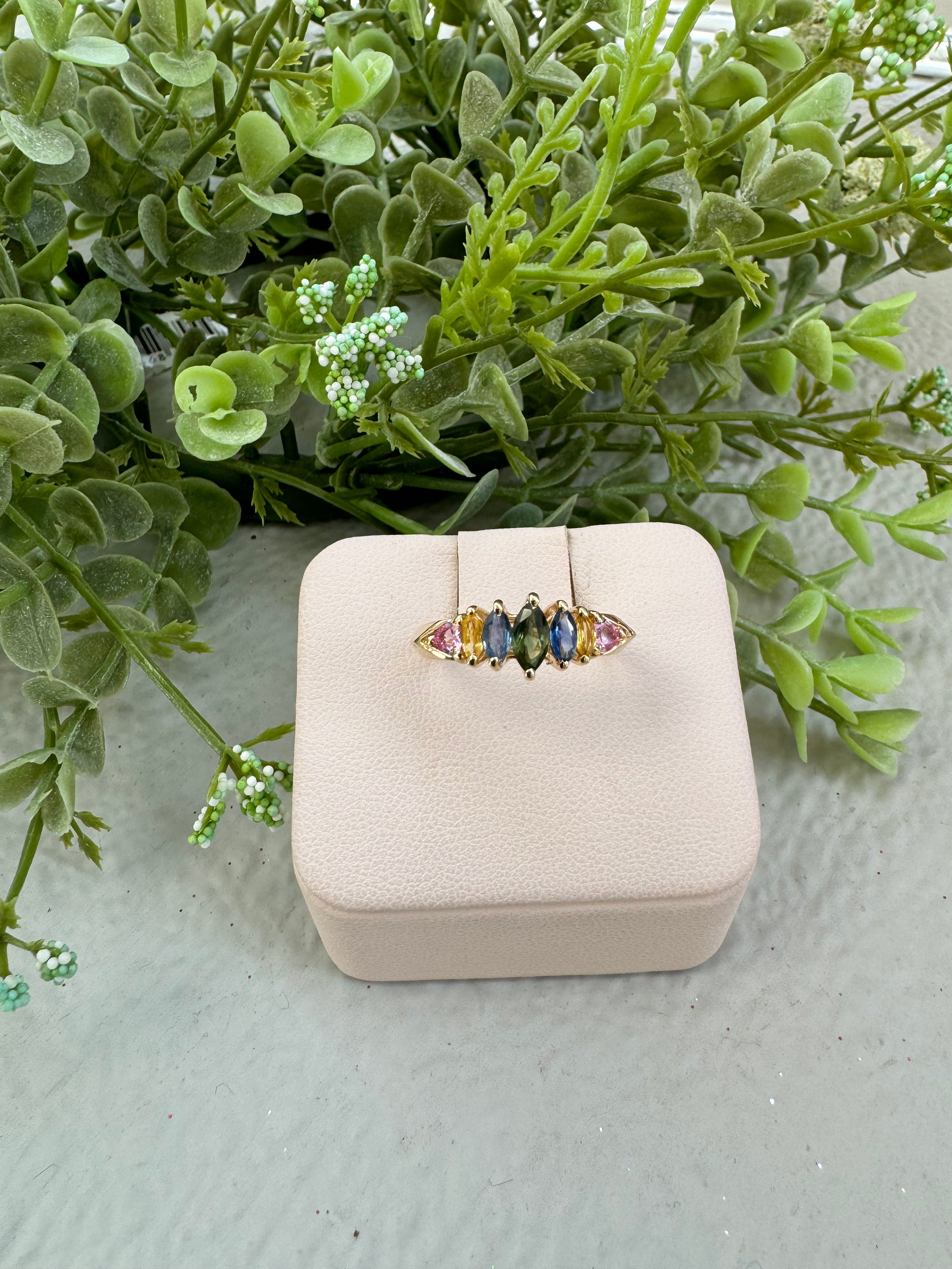 Marquise Shaped Multi Sapphire Ring
