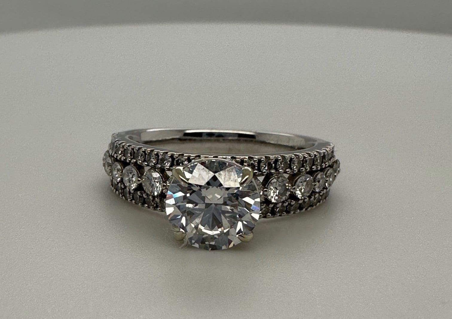 14K White Gold Round Lab Grown Diamond Engagement Ring