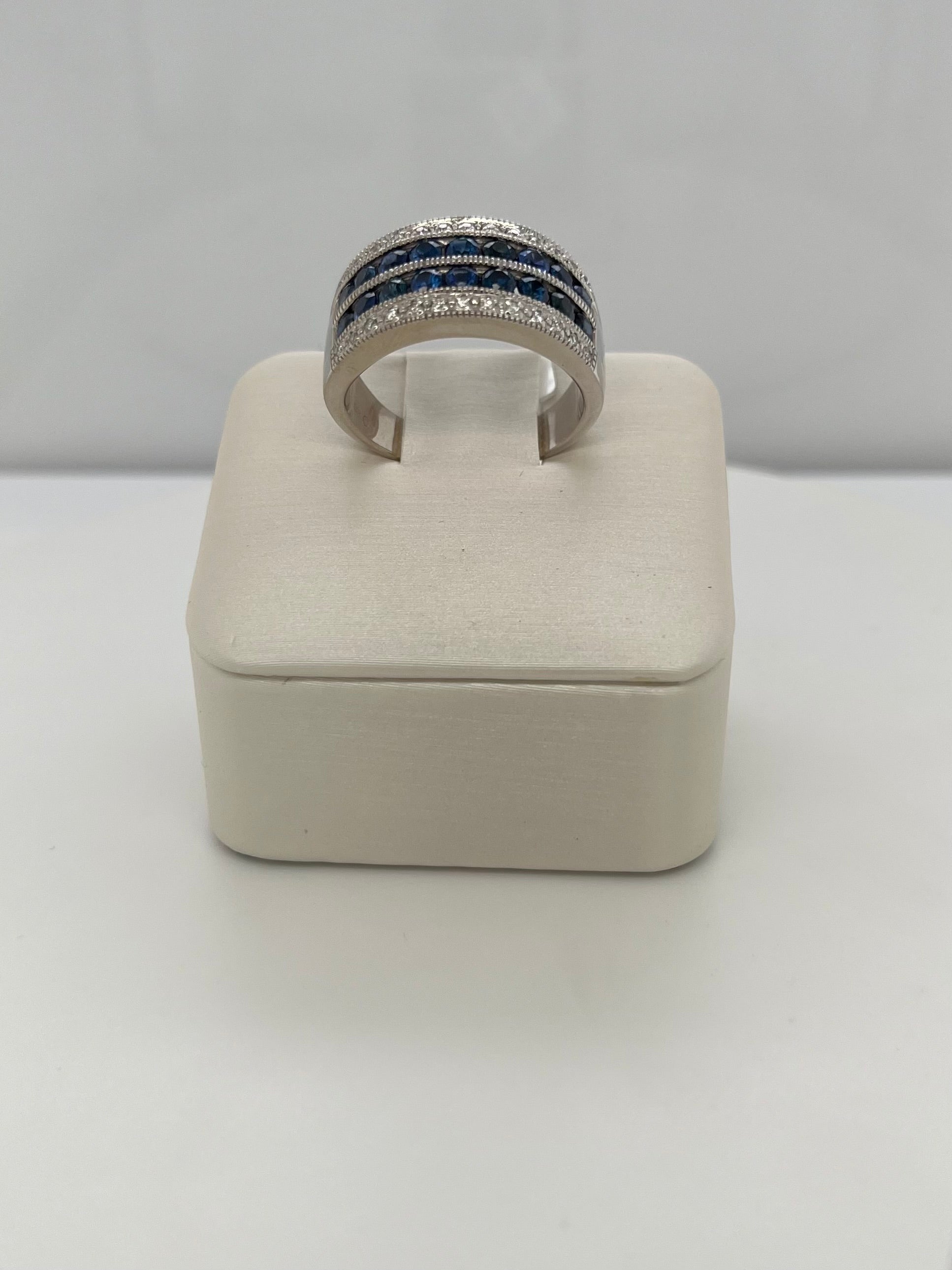 Sapphire and Diamond Wide Ring