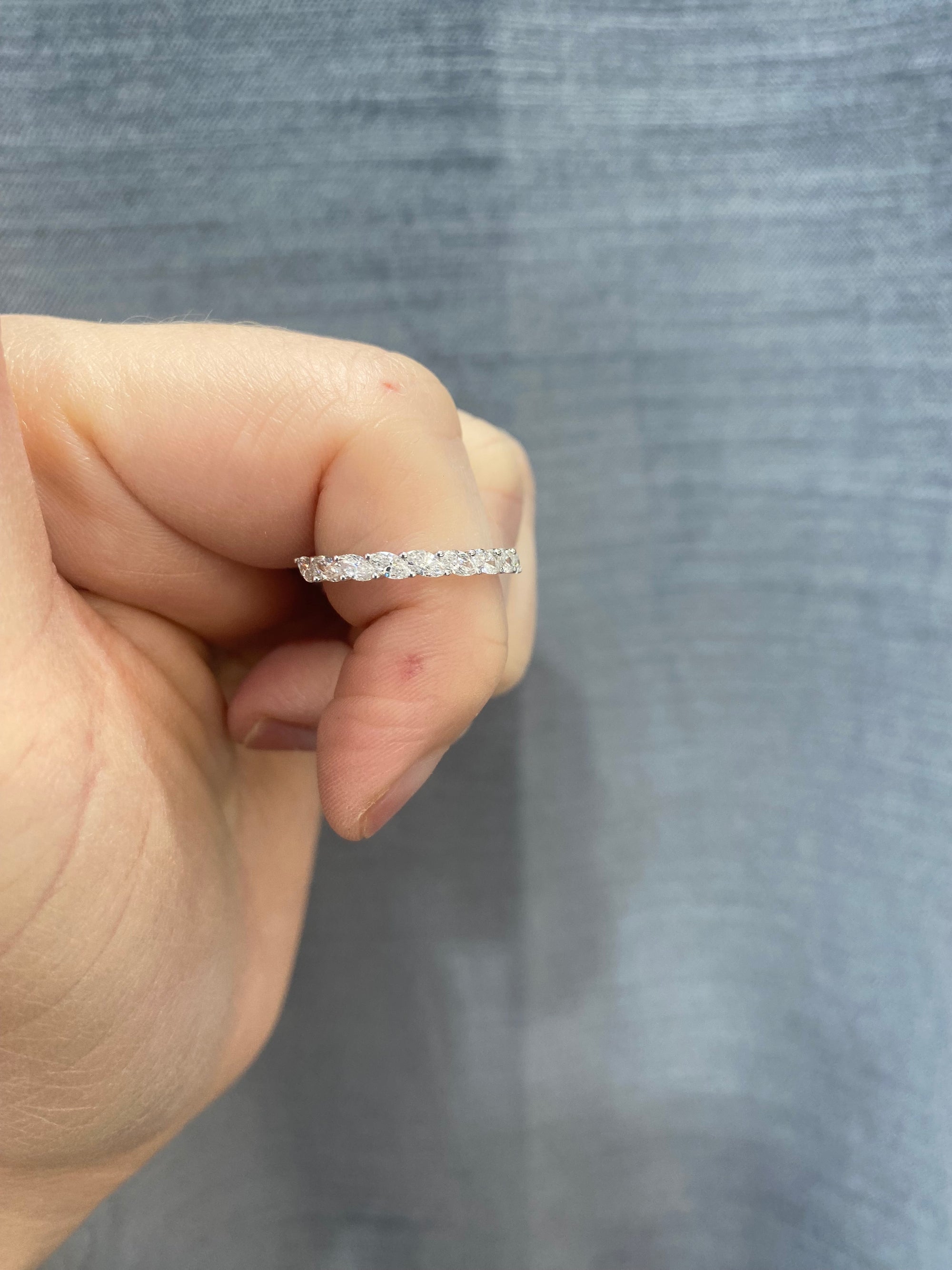 White Gold Marquise Diamond Shared Prong Band