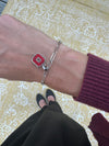 Block "O" Paperclip Chain Adjustable Bracelet - ALL RED