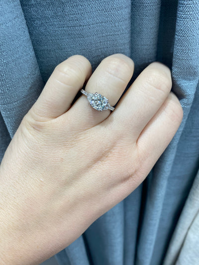 Ruth Lab Grown Diamond Three Stone Cushion Cut Engagement Ring