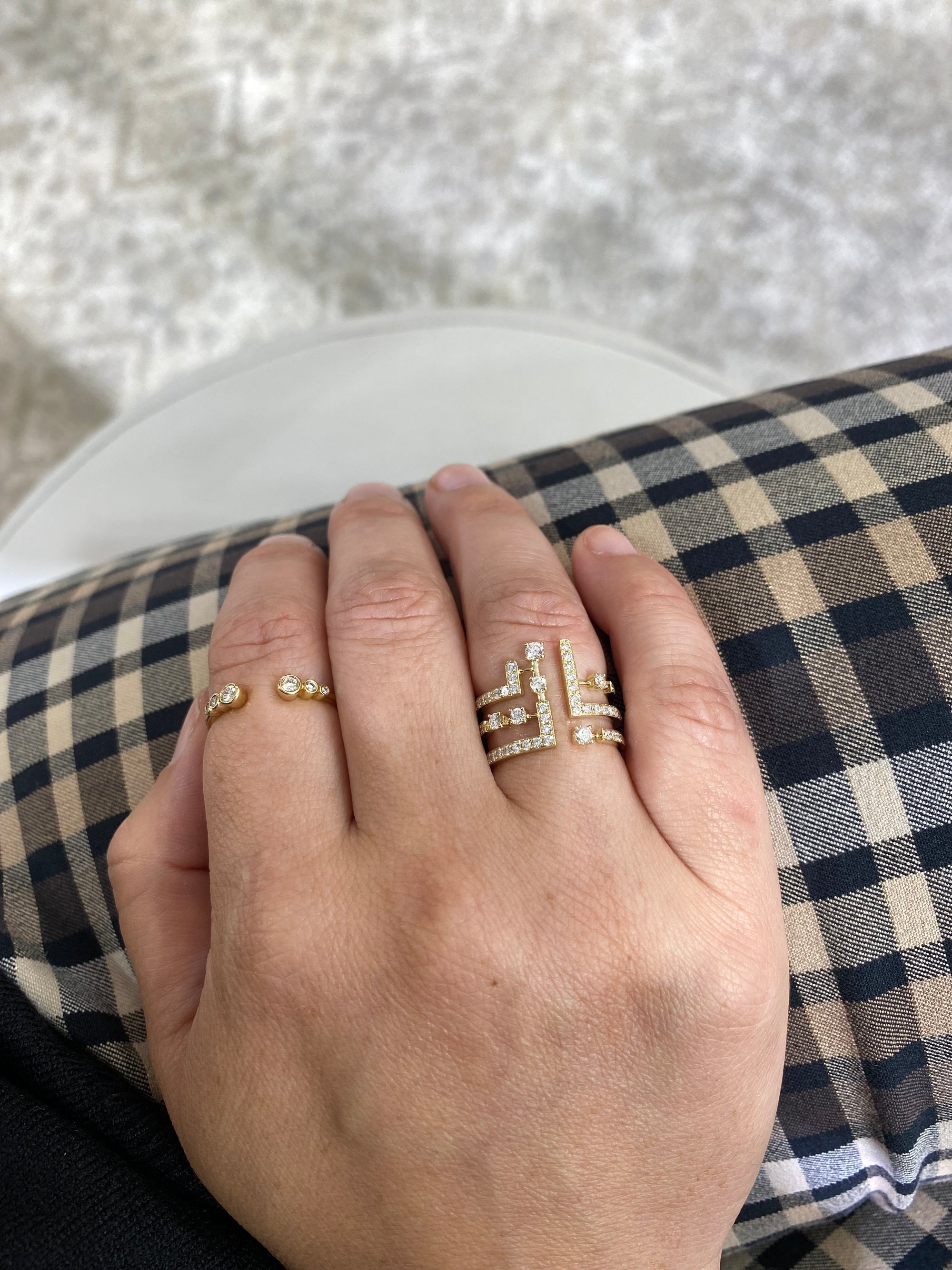 Yellow Gold Asymmetrical Diamond Ring Lambert Jewelers