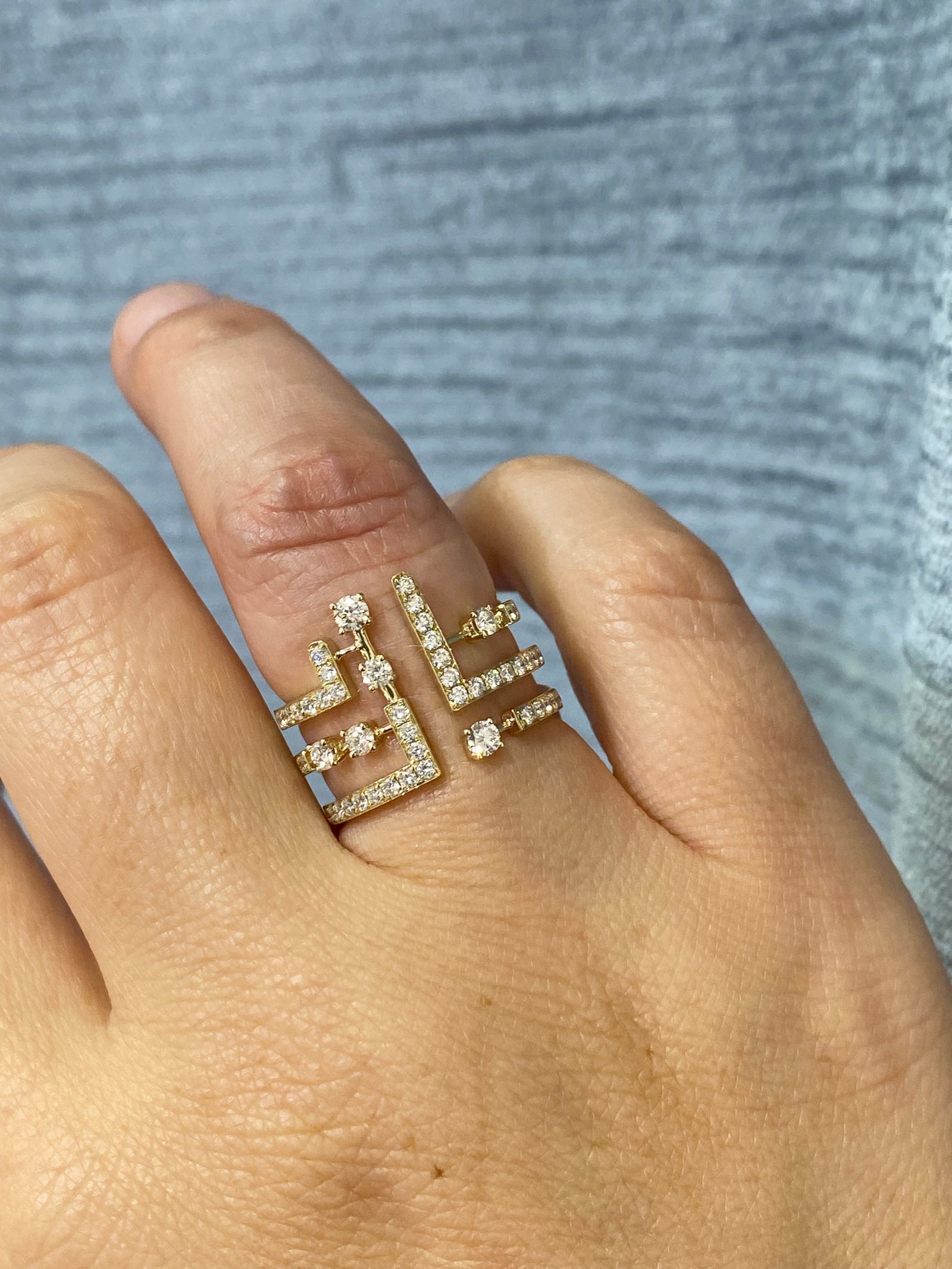 Yellow Gold Asymmetrical Diamond Ring