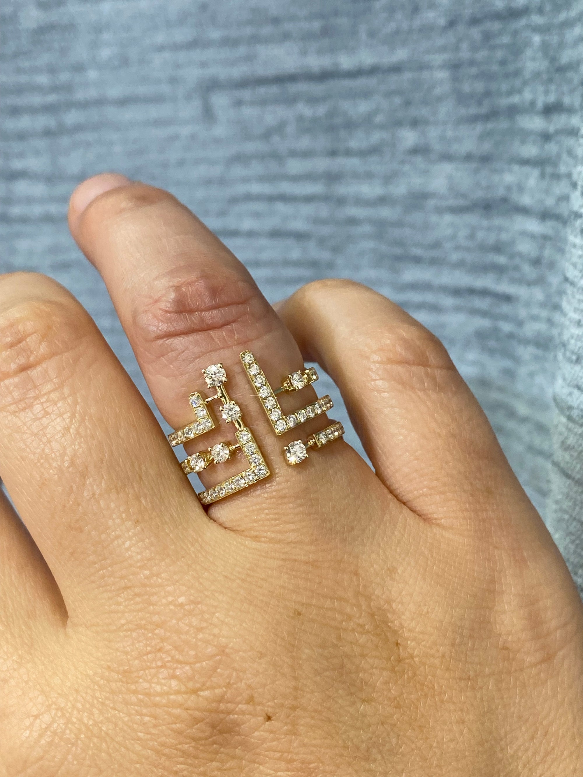 Yellow Gold Asymmetrical Diamond Ring