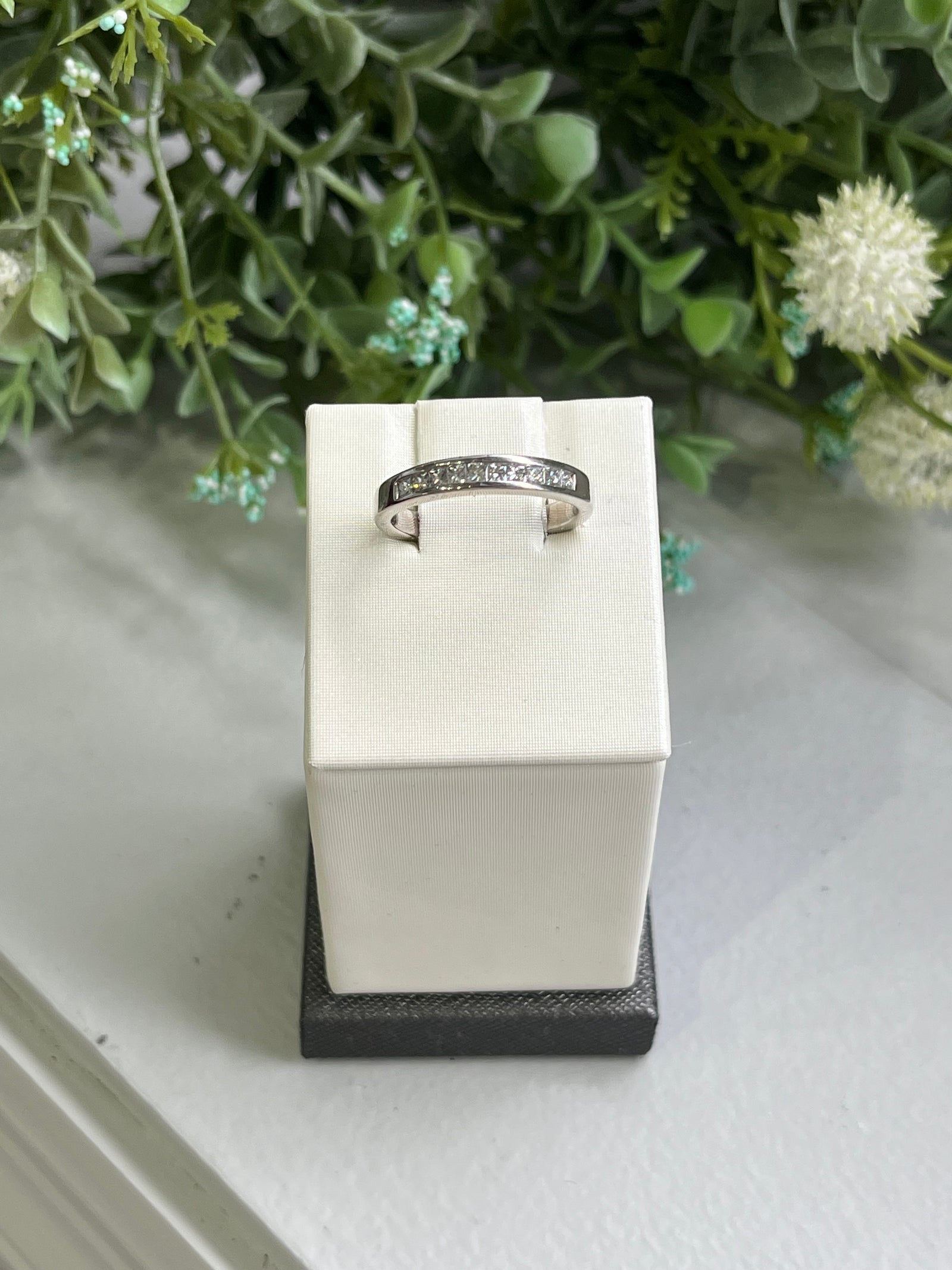 14K White Gold Diamond Channel Band