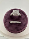 14K White Gold Mined Princess Cut Engagement Ring