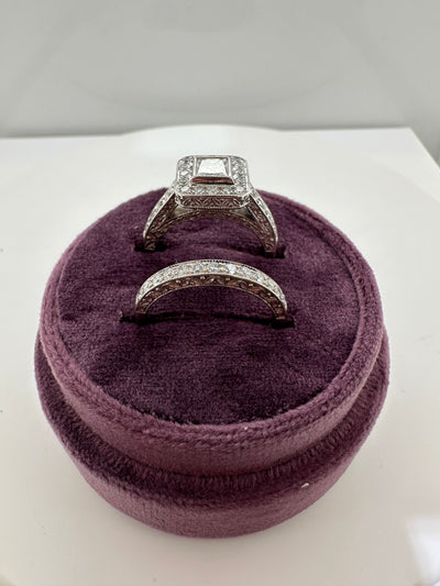 14K White Gold Mined Princess Cut Engagement Ring