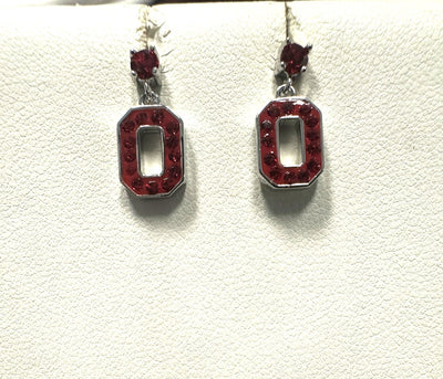 Crystal Red "O" Stud Dangle Earrings