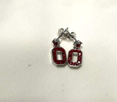 Crystal Red "O" Stud Dangle Earrings