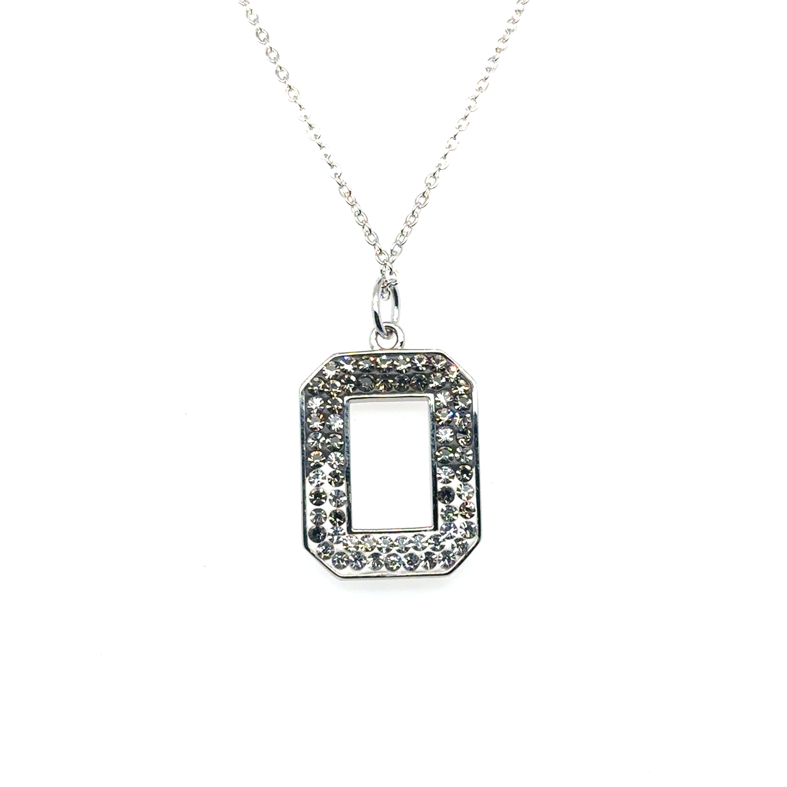 Brass Grey Mix Crystal 'O' Necklace