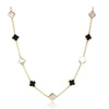 Onyx & Mother Of Pearl Clover Necklace
