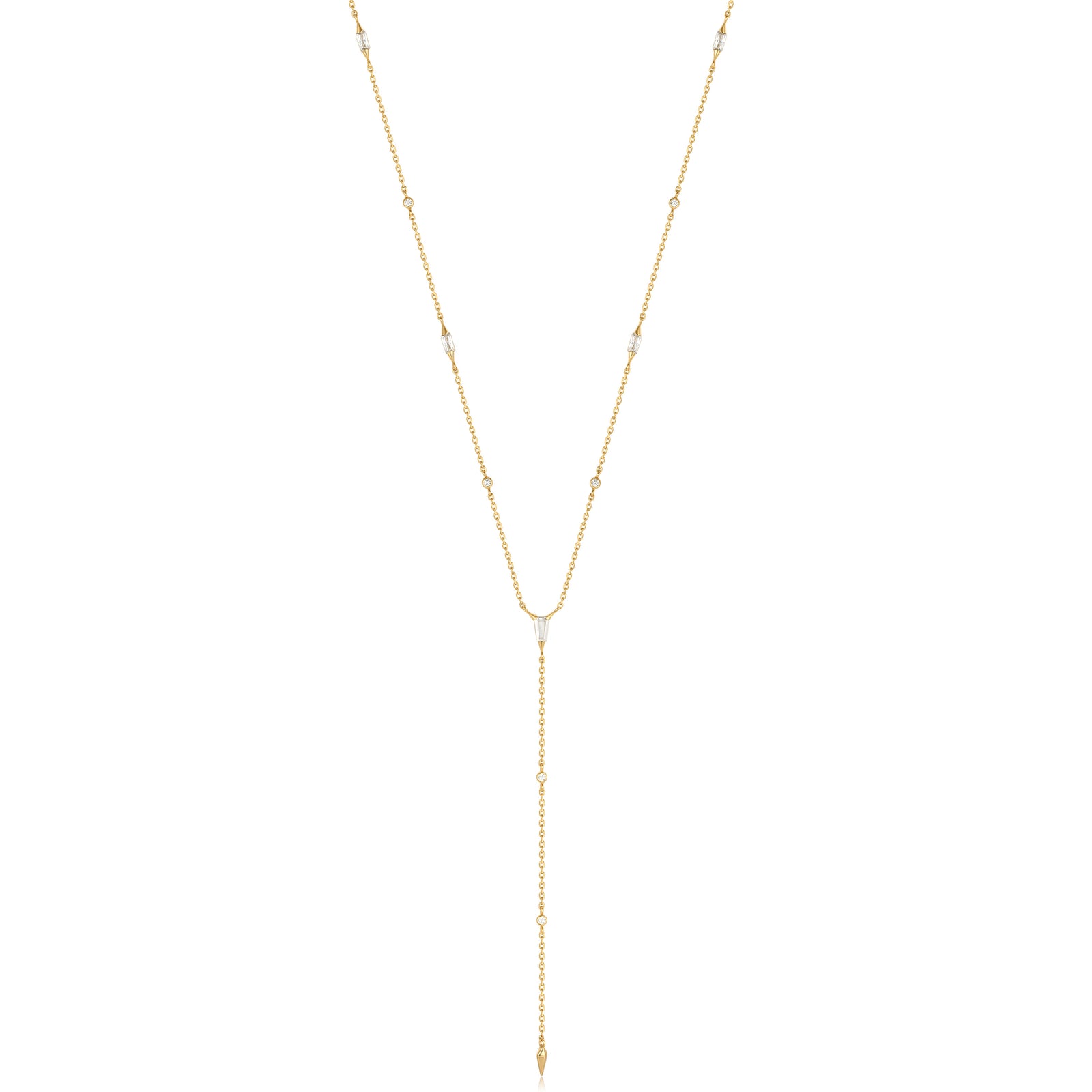 Gold Sparkle Point Y Necklace