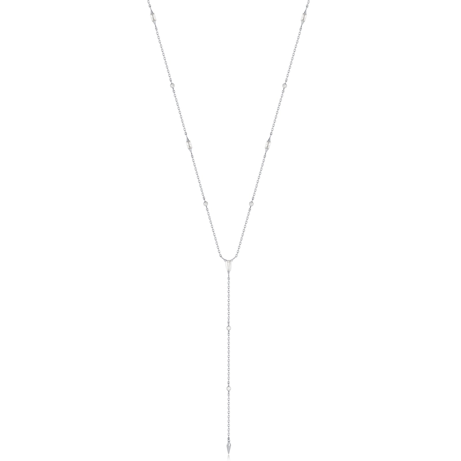 Silver Sparkle Point Y Necklace