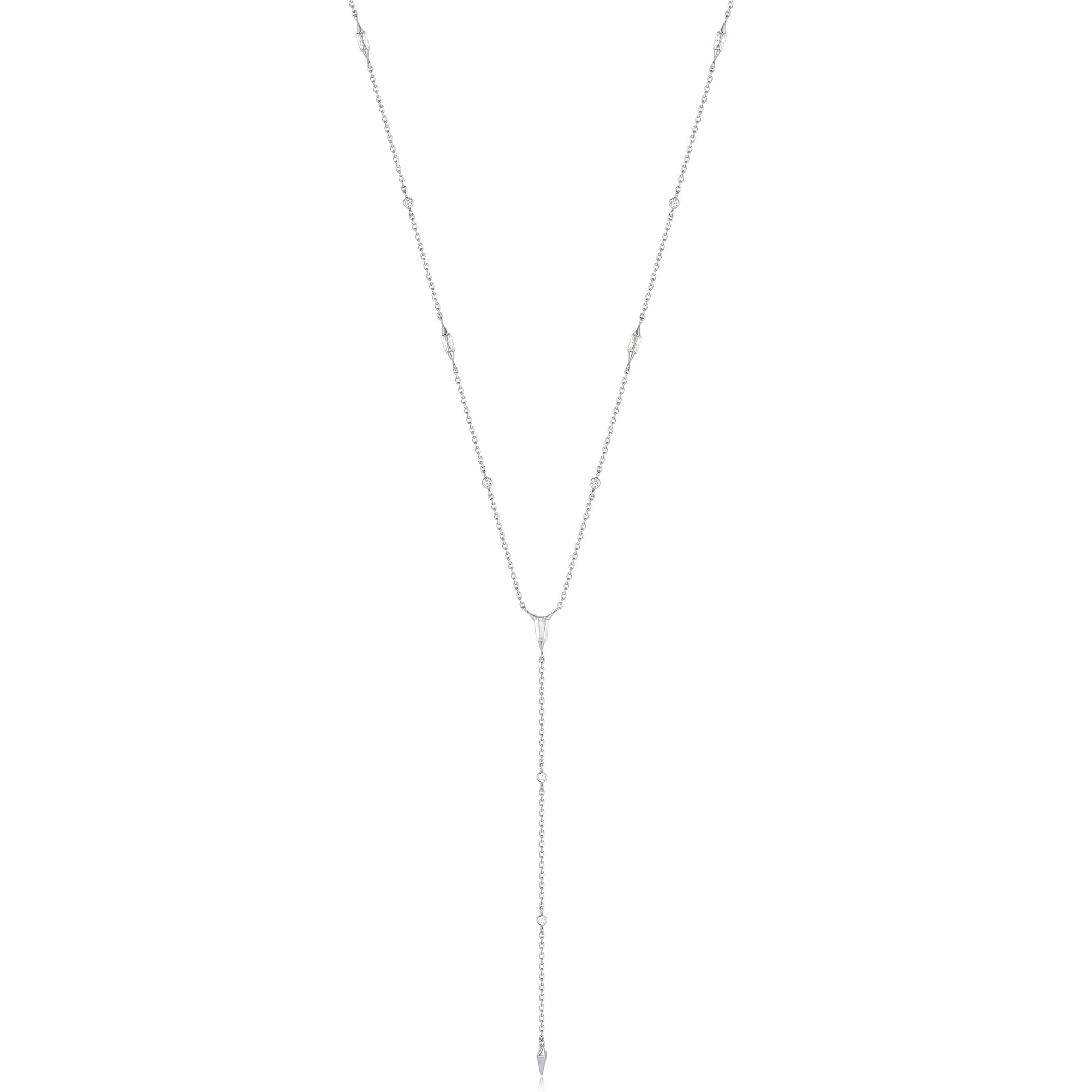 Silver Sparkle Point Y Necklace