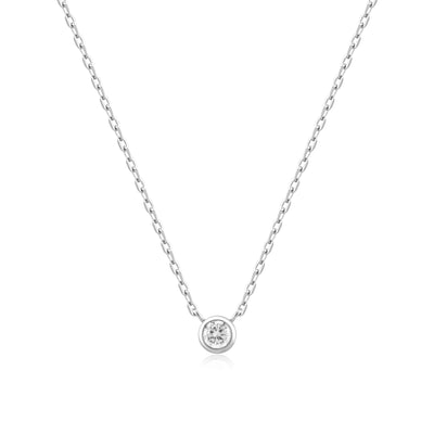 Silver Round Solitaire Cubic Zirconia Necklace