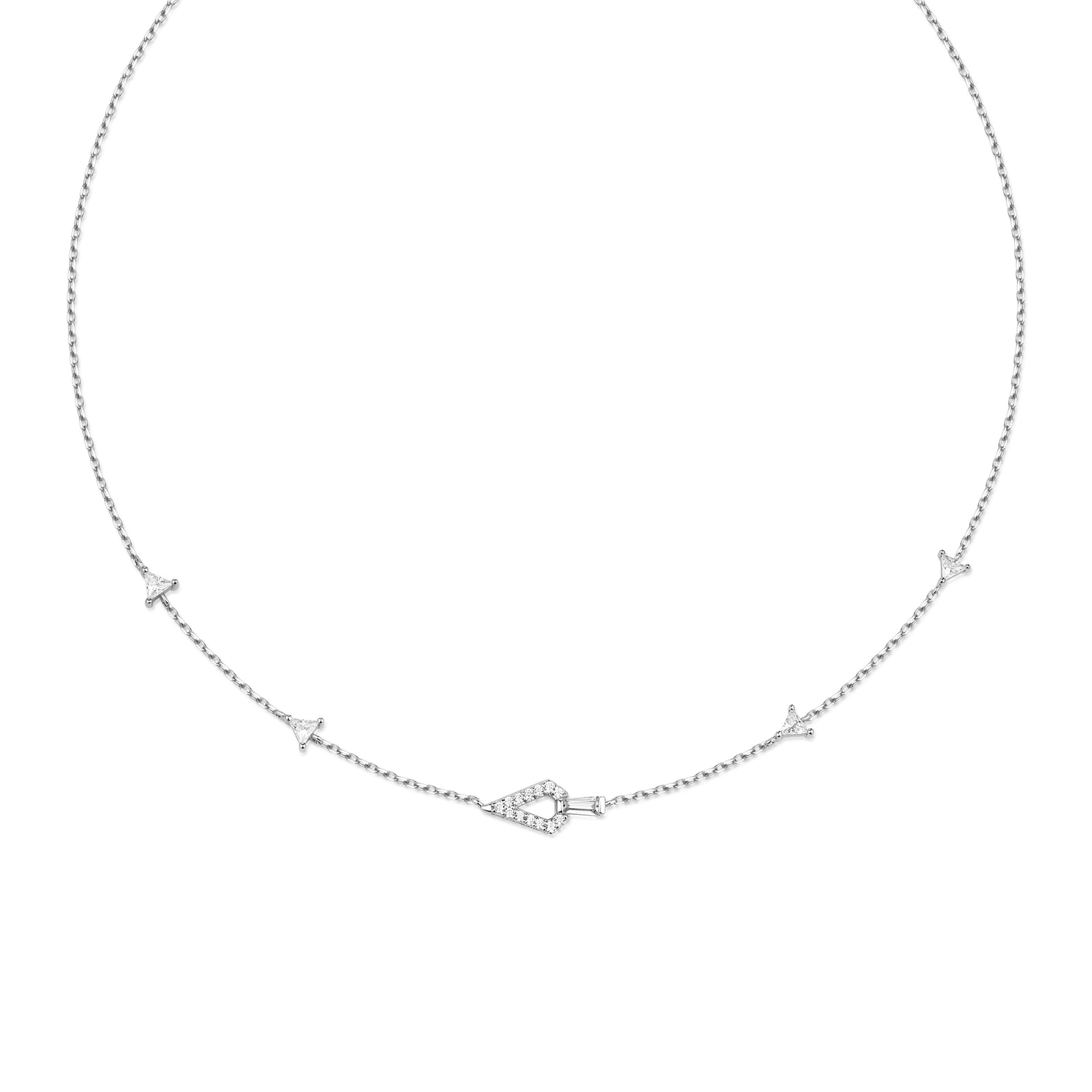 Silver Geometric Satellite Necklace