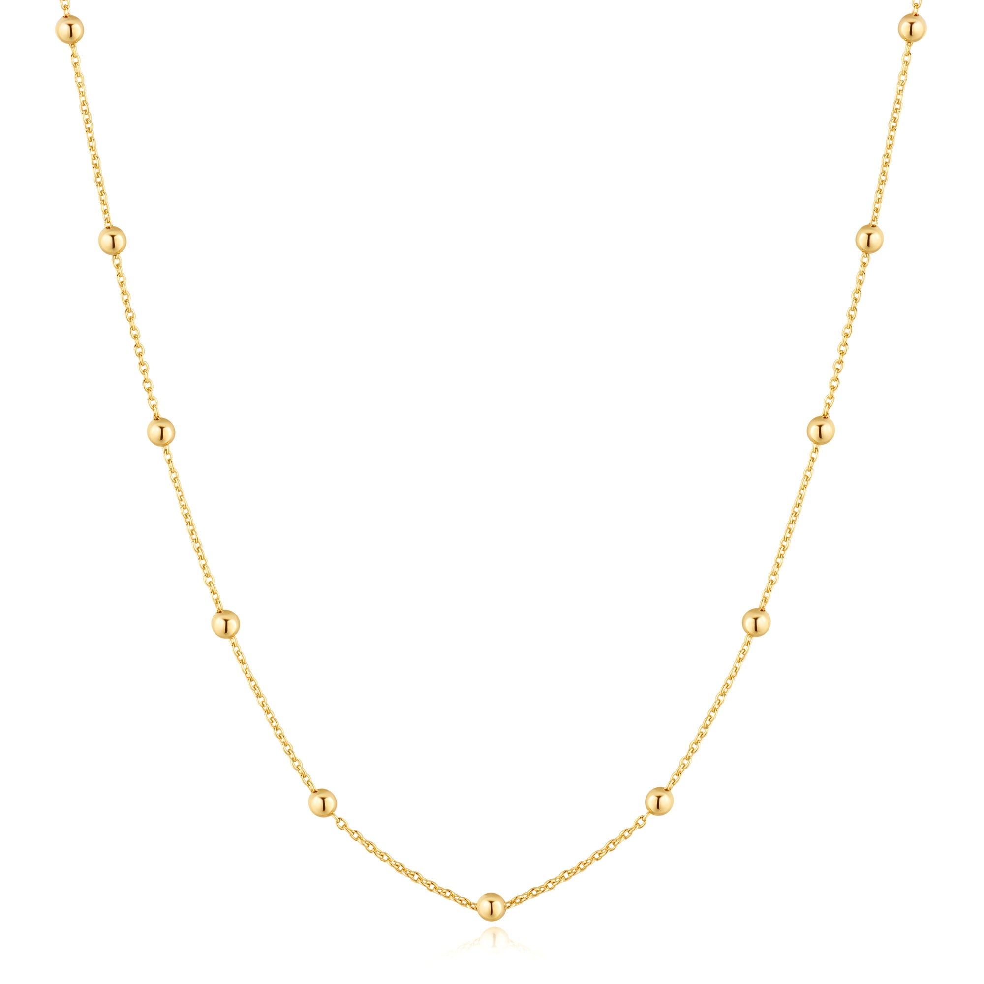 Gold Beaded Chain Necklace