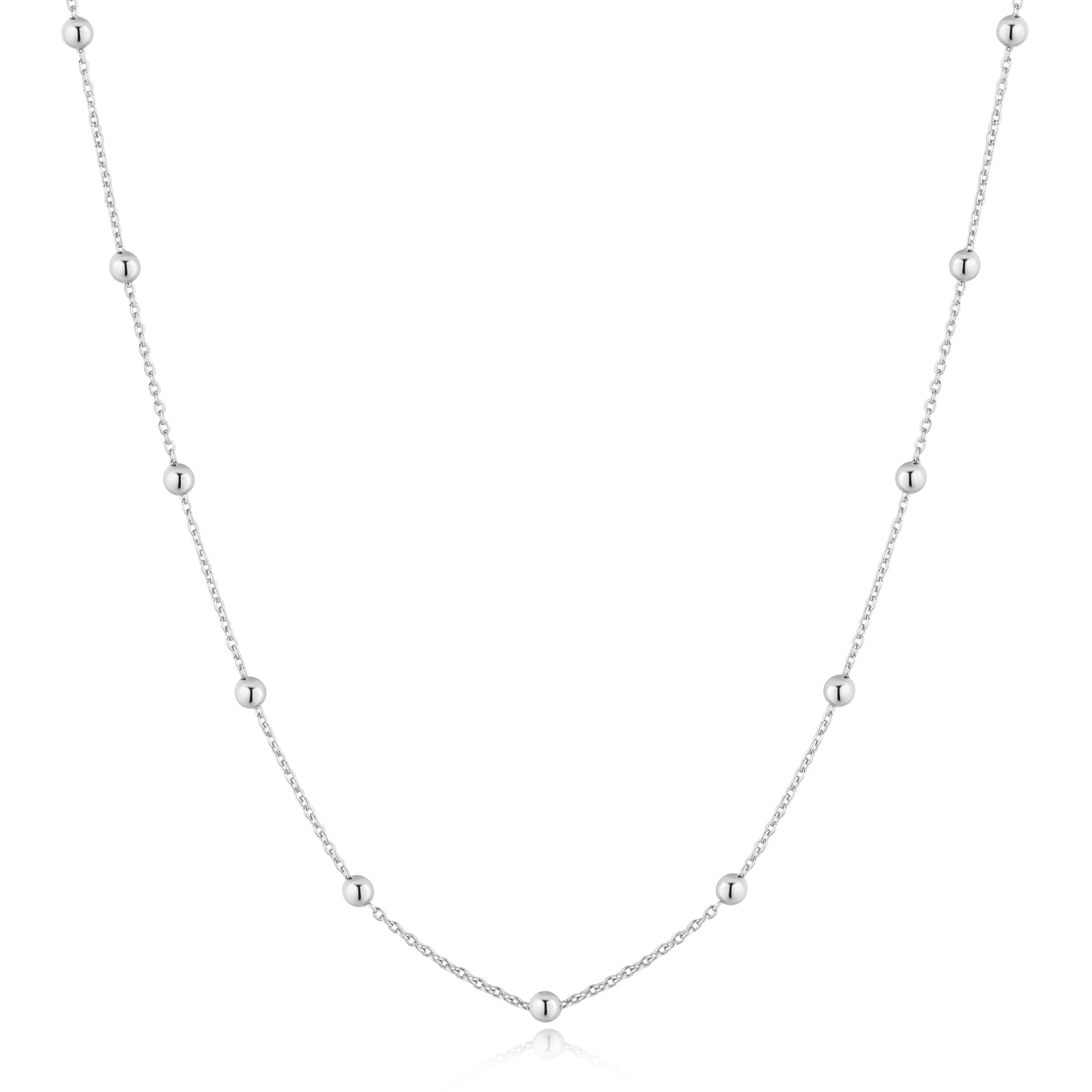 Silver Beaded Chain Necklace
