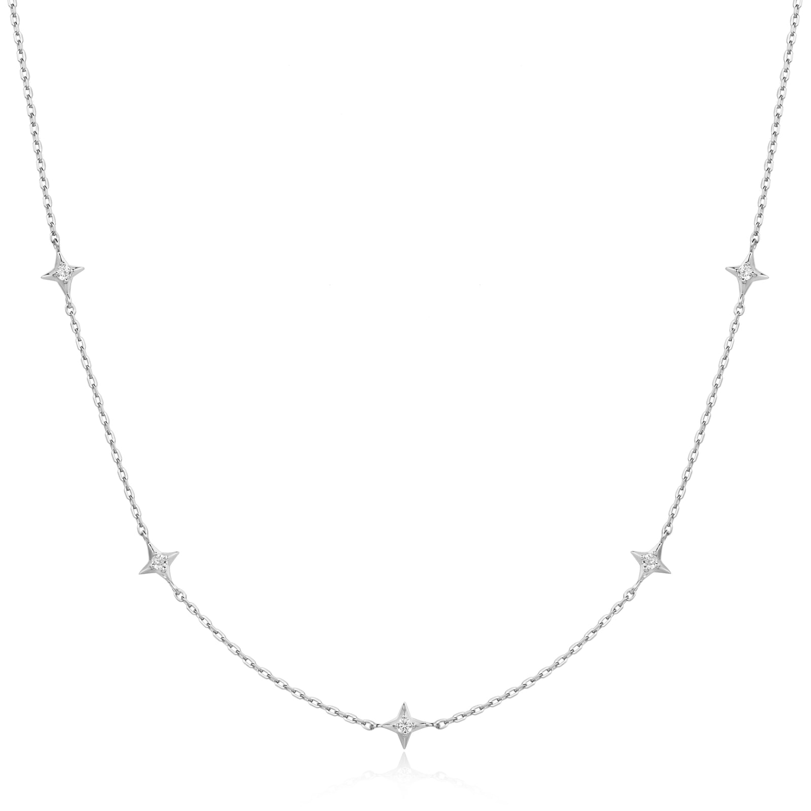 Silver Stars Station Necklace