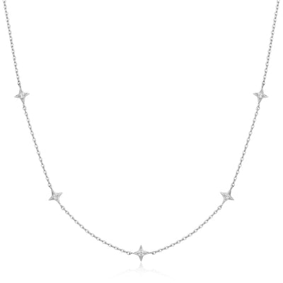 Silver Stars Station Necklace