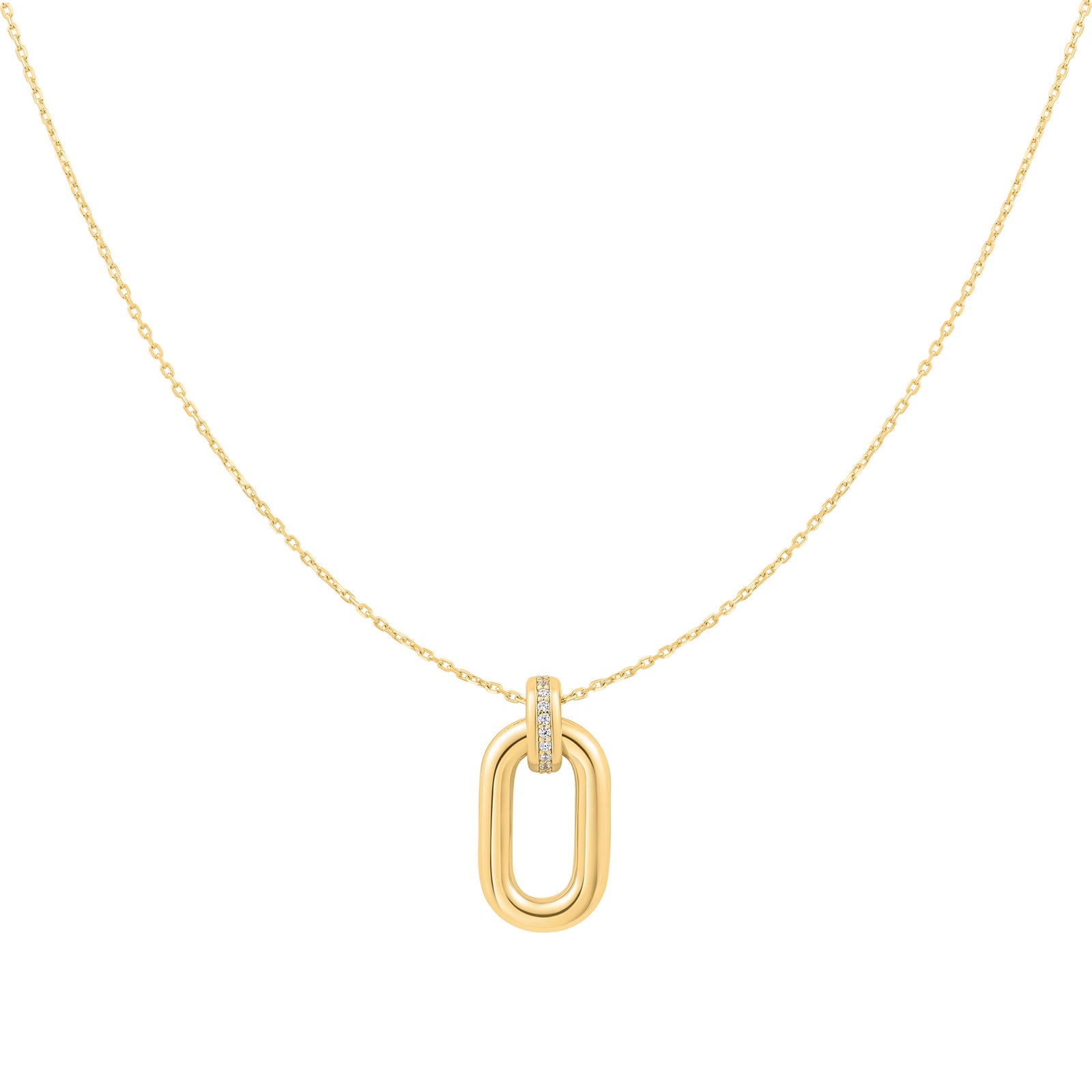 Gold Oval Hoop Pendant Necklace