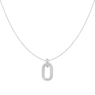 Silver Oval Hoop Pendant Necklace