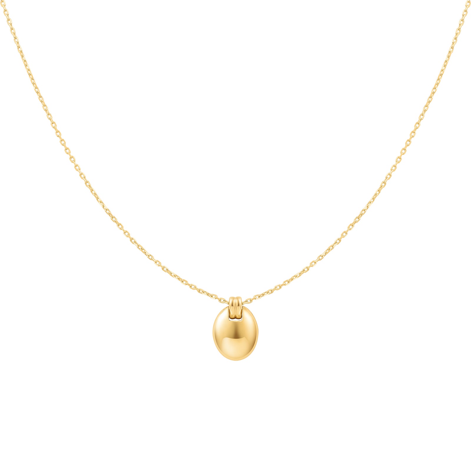 Gold Oval Charm Necklace