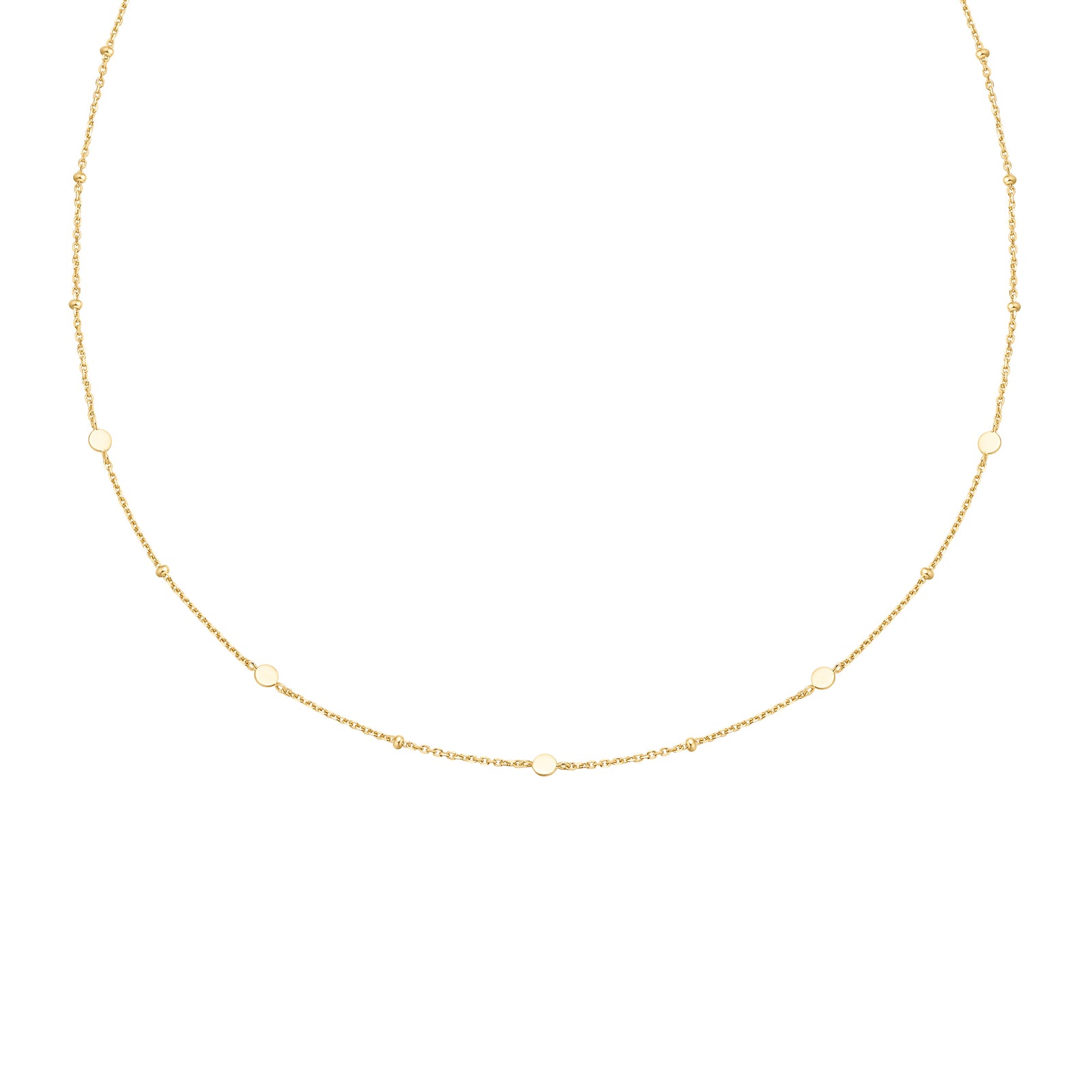 Gold Disc Station Necklace