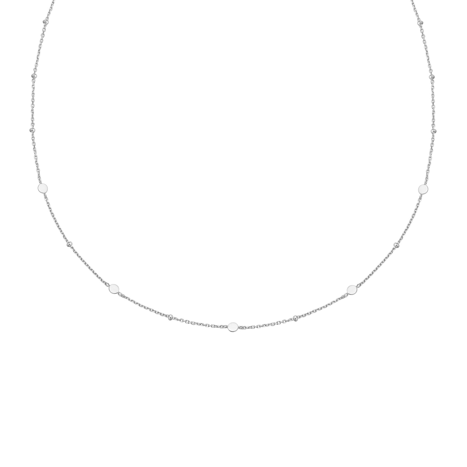 Silver Disc Station Necklace