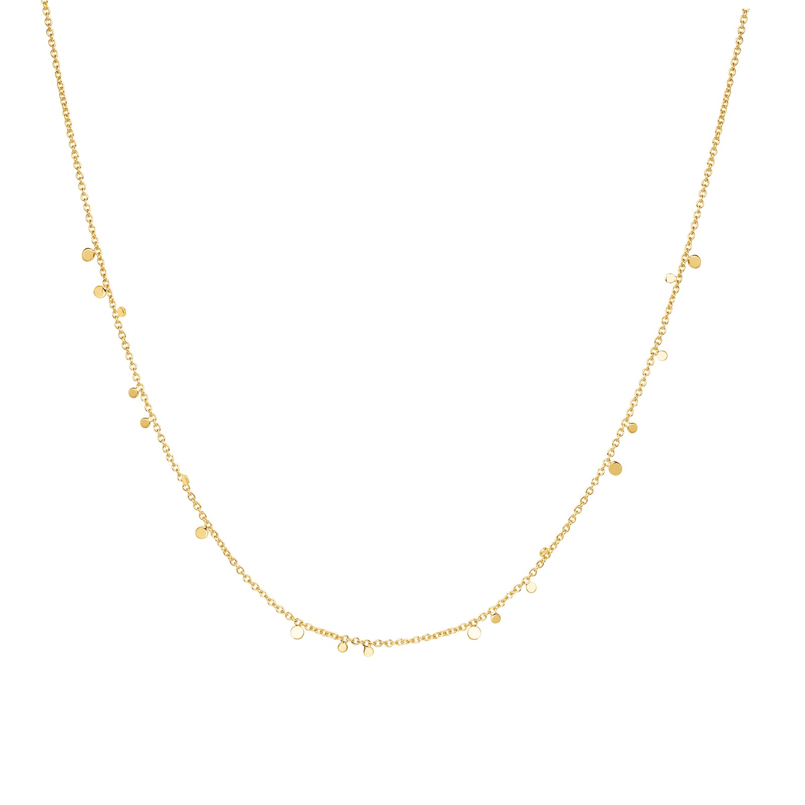 Gold Mini Disc Drop Stacking Necklace