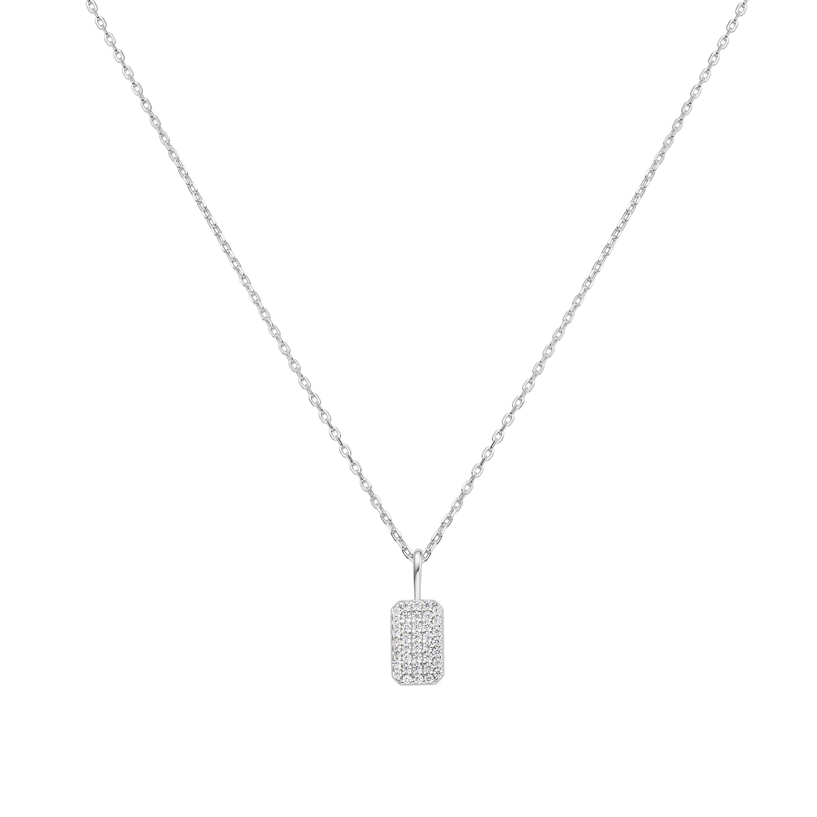 Silver Pavé Pendant Necklace