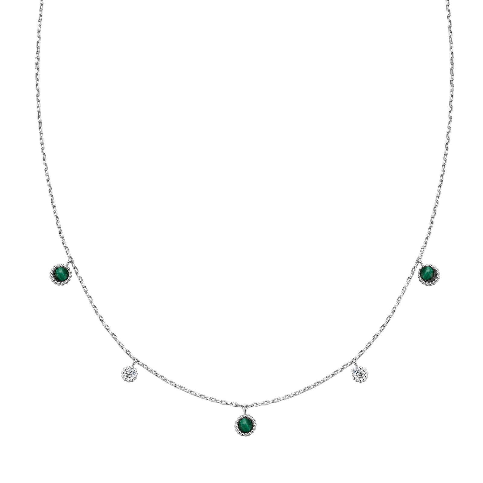 Silver Malachite Station Necklace